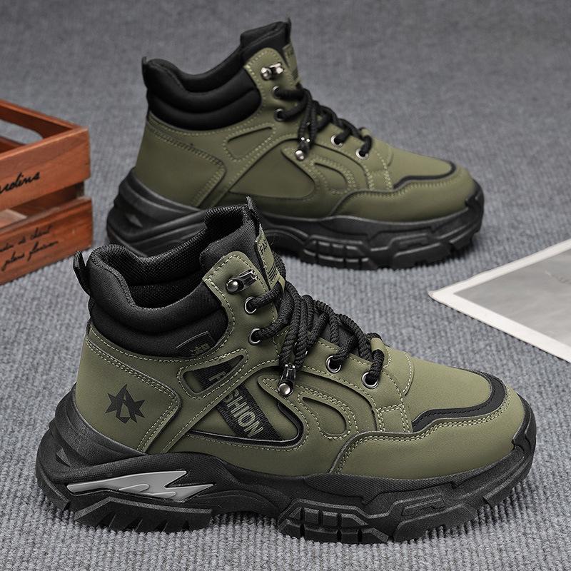 High-top Men's Shoes Autumn Leather Thick-soled Non-slip Martin Boots Autumn Outdoor Mountaineering Sports and Leisure Boots