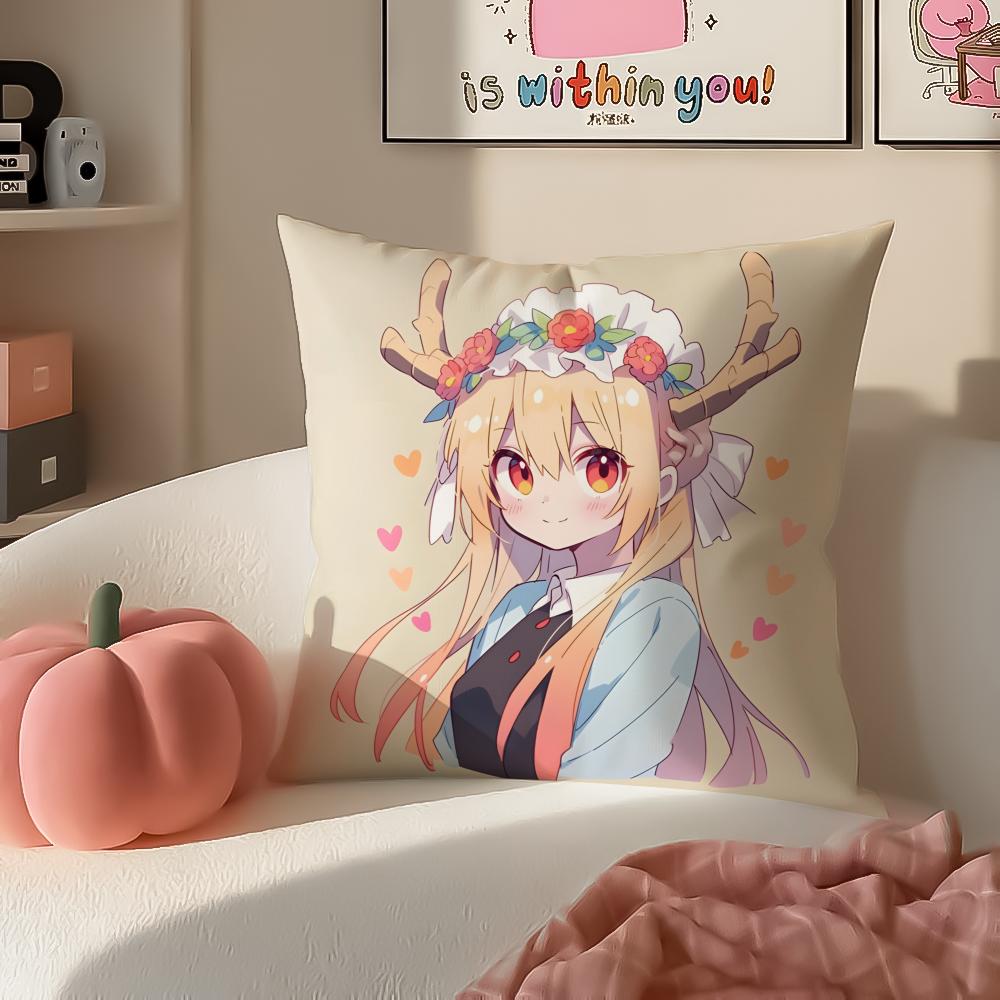 Miss Kobayashis Dragon MaidB Anime Cushion Cover Pillowcase Short Plush Invisible zipper Room Sofa Cushion Cover