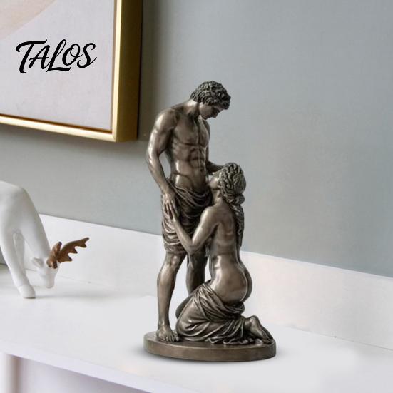 Distressed Bronze Statue Ornament, Mythology Collectible Bookshelf Vintage Ornament with Texture Anniversary Gift Sculpture Wrinkled Clothing Pattern