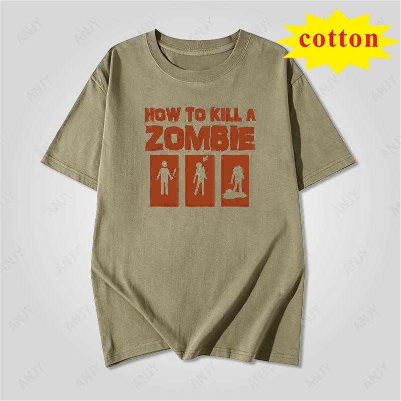 Dark Style Zombie Apocalypse Text Printed Tshirt Fun Dark Style Unisex Loose Short Sleeved Shirt