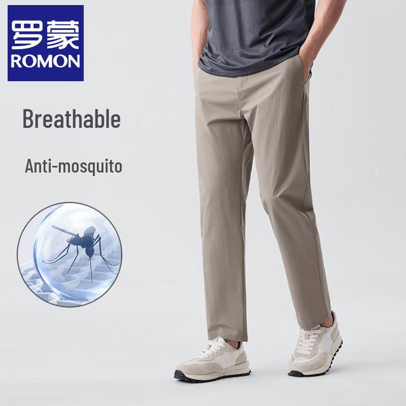 Luomeng Men s Summer Cool-Feel Straight-Leg Cropped Pants XL