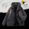 Fake Two-piece Cotton Jacket for Men In Winter Loose Casual Thickened Velvet Cotton Jacket Hooded Cotton Jacket