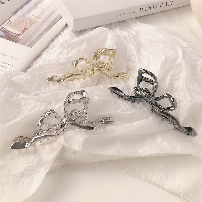 New Metal Bow Strap Hair Clips Women Y2k Geometric High Ponytail Grip Korean Hairpin Grab Cawl Clips Girls Hair Accessories