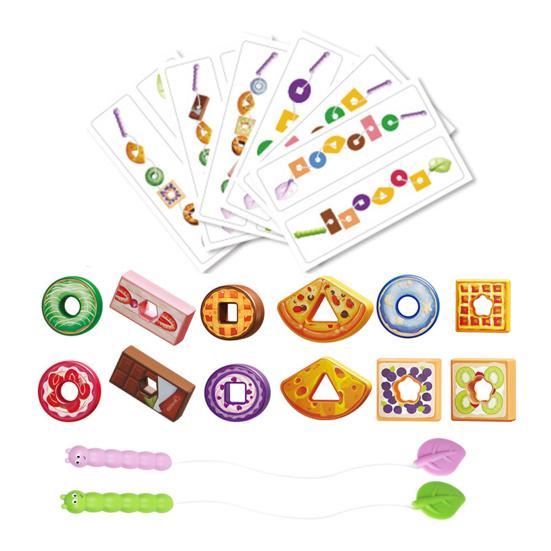 

1 набор игрушек для нанизывания бисера «Гусеница», мелкая моторика, тренировка внимания, дошкольное обучение, малыши, обучающая игра на шнуровку из деревянных фруктов и пищевых блоков B