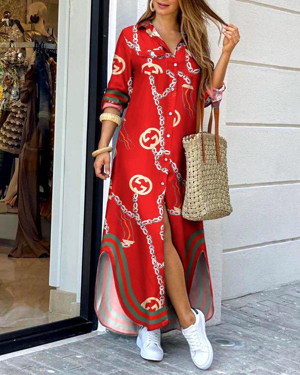 2025 Autumn Fashion Long Sleeve Shirt Dress, S-5XL, Large Stock