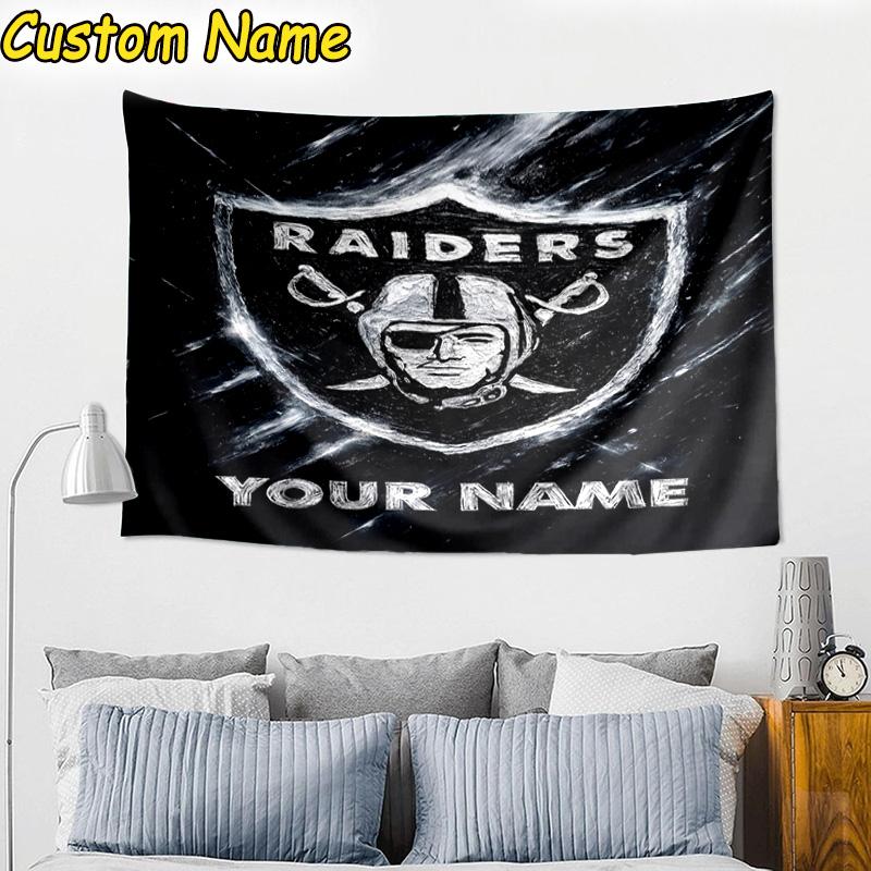 Custom Name Las Vegas Raiders Design Tapestry Room Decoration Wall Hanging for Living Room Bedroom, dormitory, Birthday and Christmas gifts