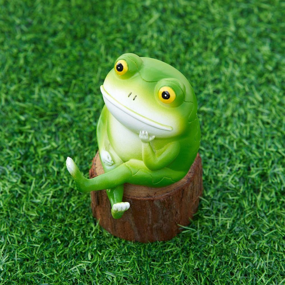 Cartoon Small Frog Statue Resin Crafts Animal Ornament Think Frog Figurine  Living Room Bedroom