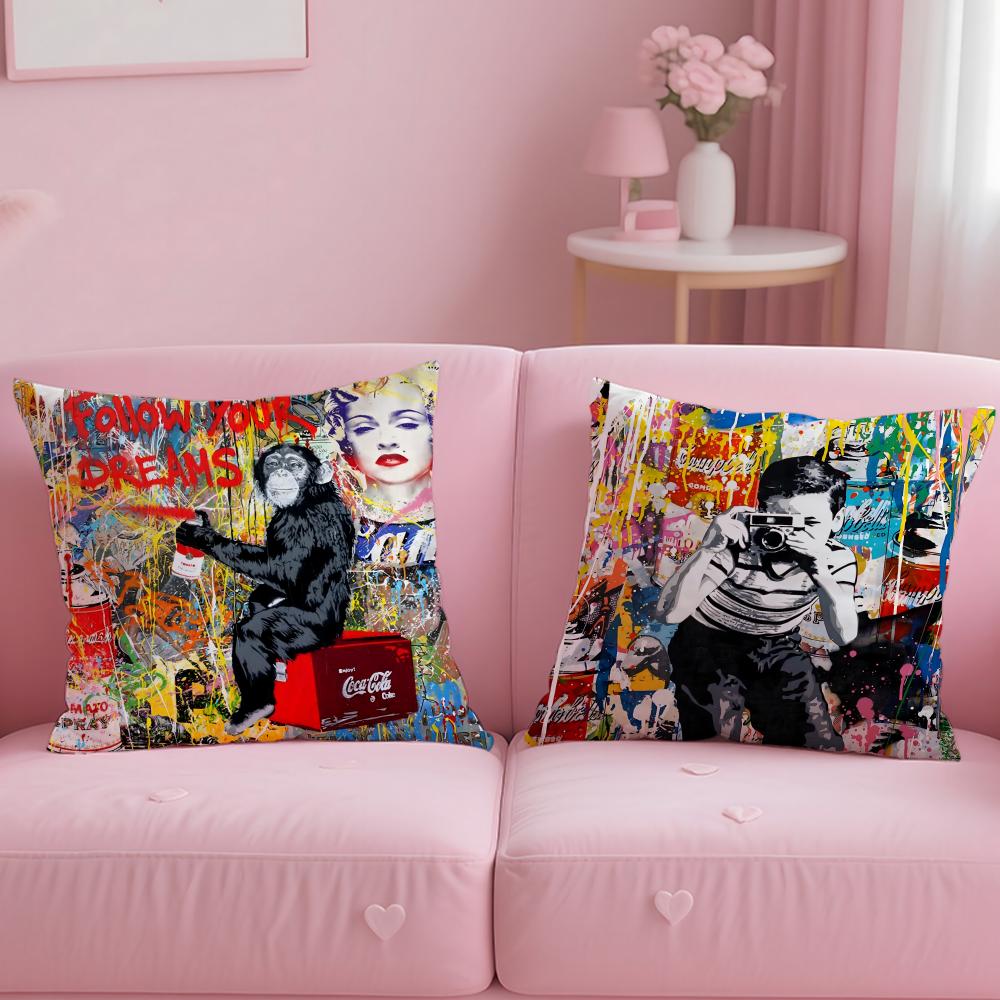 Klasický potah na polštář Banksy Měkký a snadno pratelný povlak na polštář – Všestranný pro pohovku, postel, cestování a kancelář