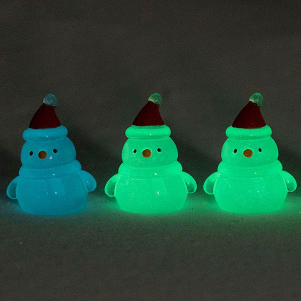 10pcs Glowing in Dark Christmas Snowman Statue Merry Christmas Decoration  Car Accessories