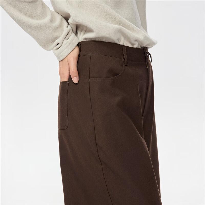 Giordano Women's Brushed Mid-Waist Wide-Leg Cropped Pants