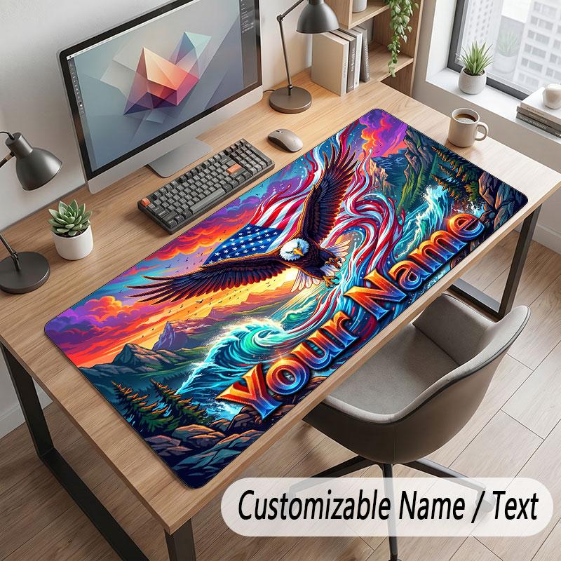 American Patriotic Theme Customized Mouse Pad Personalized Print Name Text Desk Mat For Home Office Table Decor