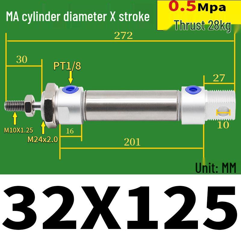 Corrosion Resistant Stainless Steel Pneumatic Cylinder 16-40mm/50-150mm