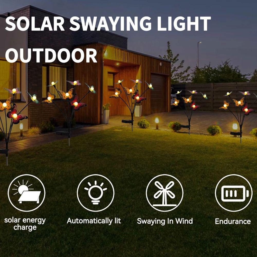 6/8 Head Butterfly Solar Garden Lights Waterproof Solar Landscape Lights  Lawn Lighting