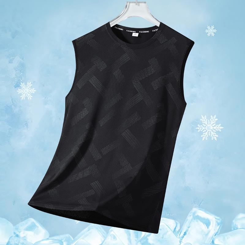 

Summer Loose Solid Color Short Sleeved T-shirt For Men, Ice Silk T-shirt 2XL чёрный