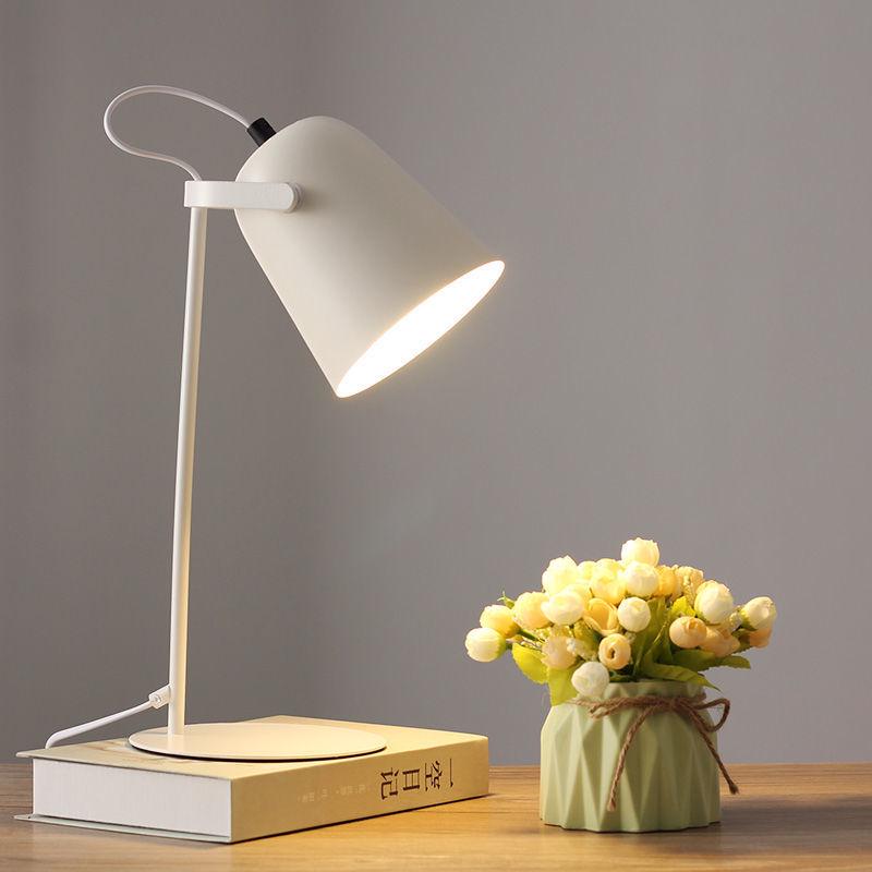 Nordic Minimalist LED Desk Lamp for Dorms and Bedrooms - Eye Protection, Plug-in, Ideal for Students.