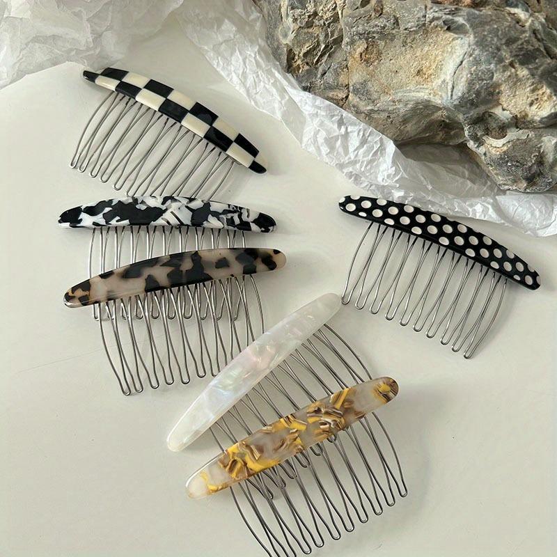 Fashion Hair Combs Set, Acetate Alloy, Leopard Checkerboard Patterns, Women's Daily Casual Styling Accessories