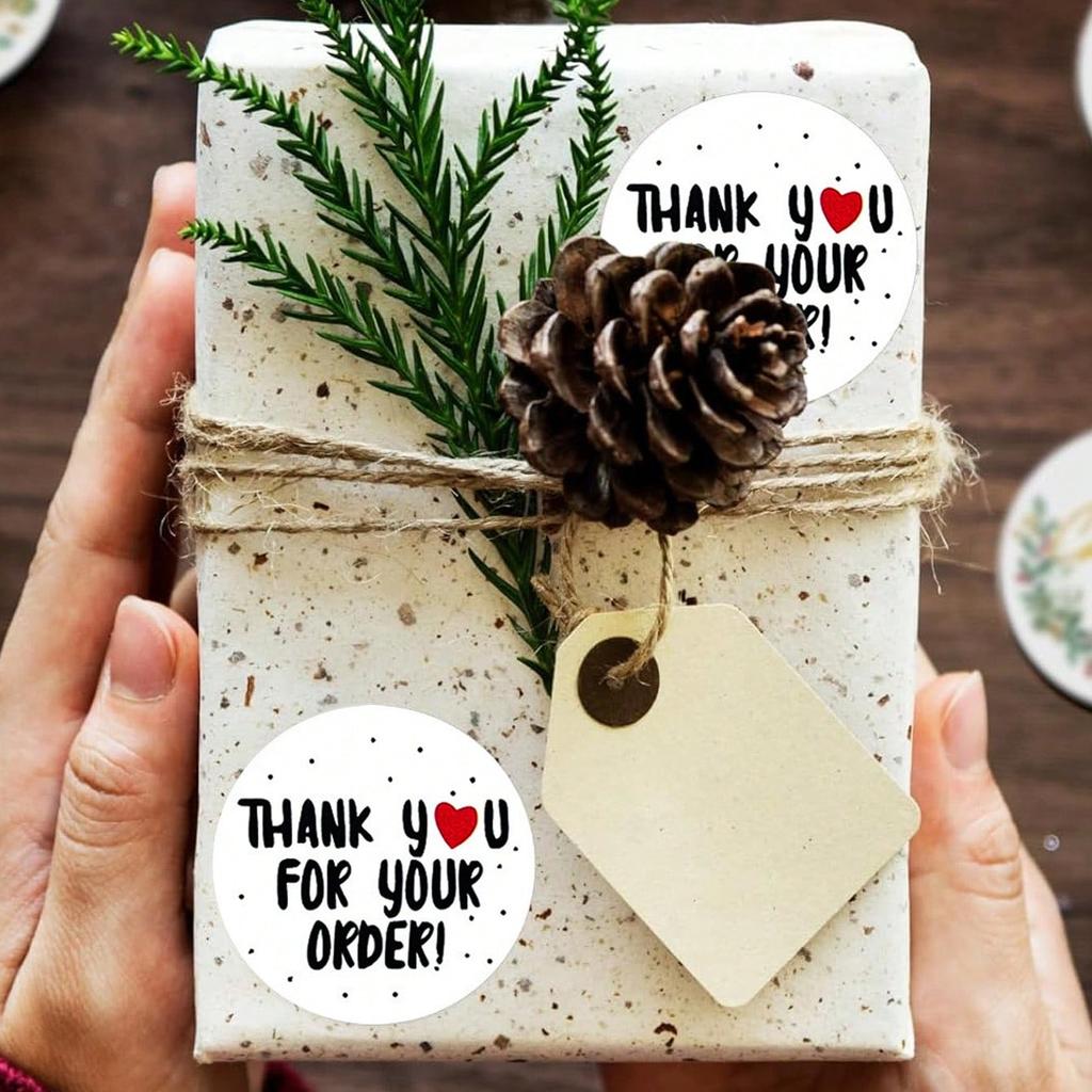 500 Sheets Per Roll Copper Board Self-adhesive Thank-you Stickers for Decorating Gifts. Thank You Sealing Labels.