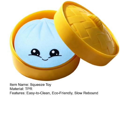 Cute Steamed Bun Squeeze Toy Realistic Soft TPR Fidget for Stress Relief Non-Sticky Slow Rebound Decompression Gadget for Kids Adults