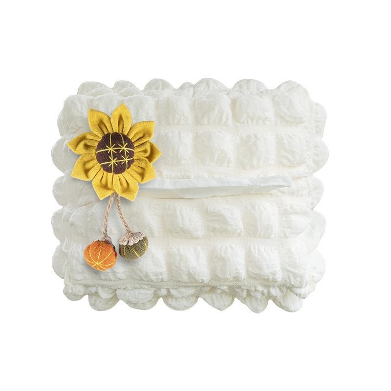 Creative Puff Grid Multifunctional Car Tissue Box Cute Decorative Tissue Holder For Automobile