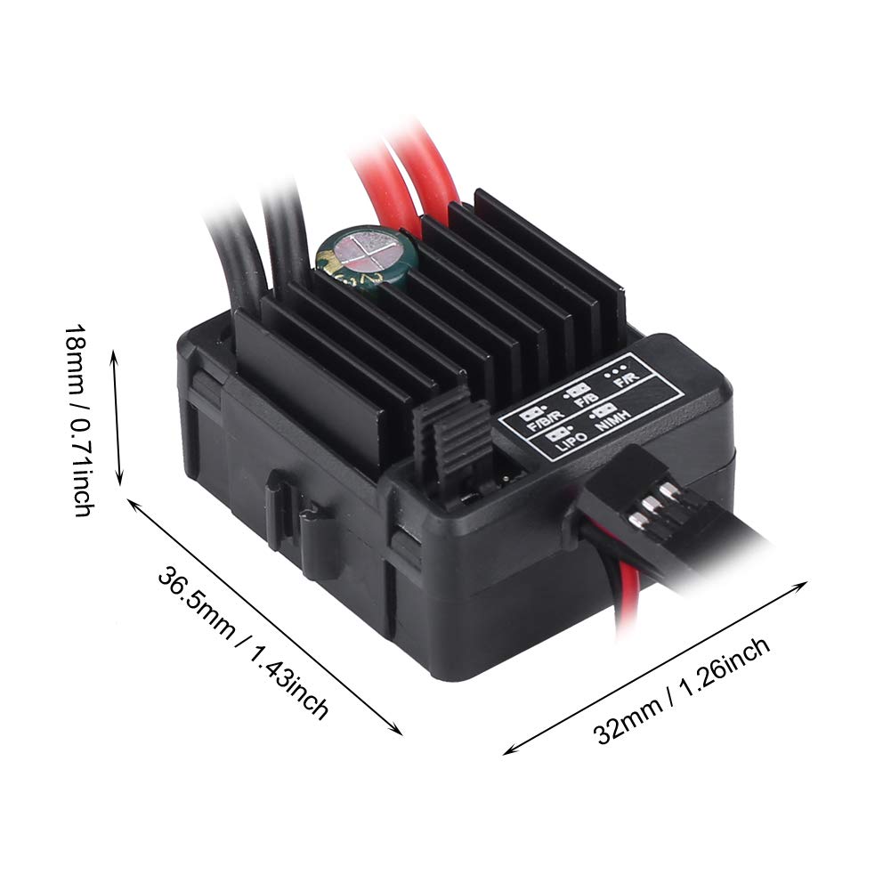 Waterproof Brushed 1060 60A ESC, Waterproof and Dustproof for 110 Scale Monster Touring RC CarsBuggys and Truggys, Three Operation Modes: Forward,