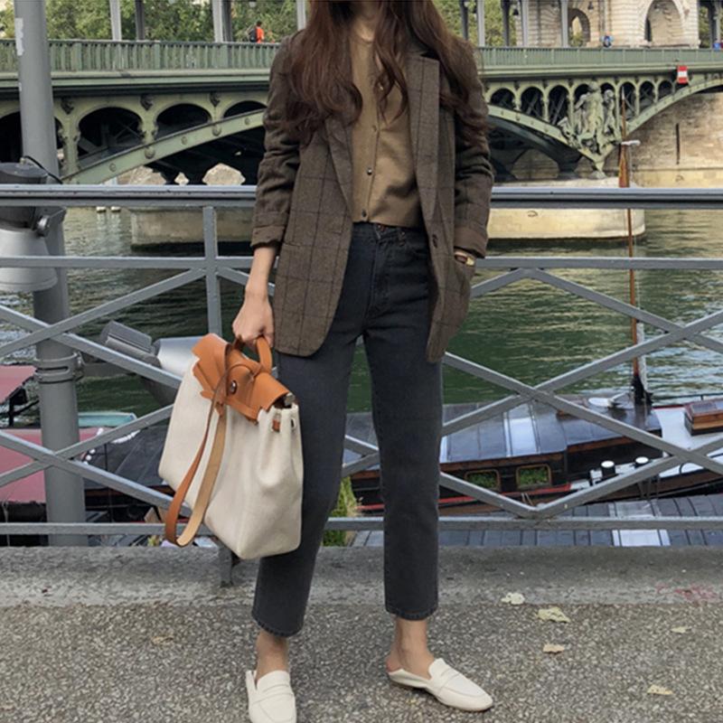 Kvinners avslappet business koreansk langermet slim dressjakke