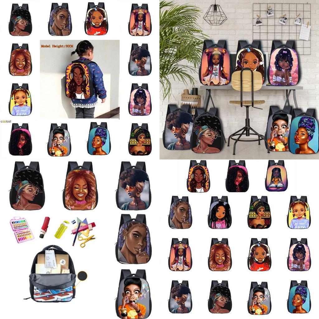 Afro African Beauty Black Princess School Backpack With Smooth Zipper And Adjustable Straps