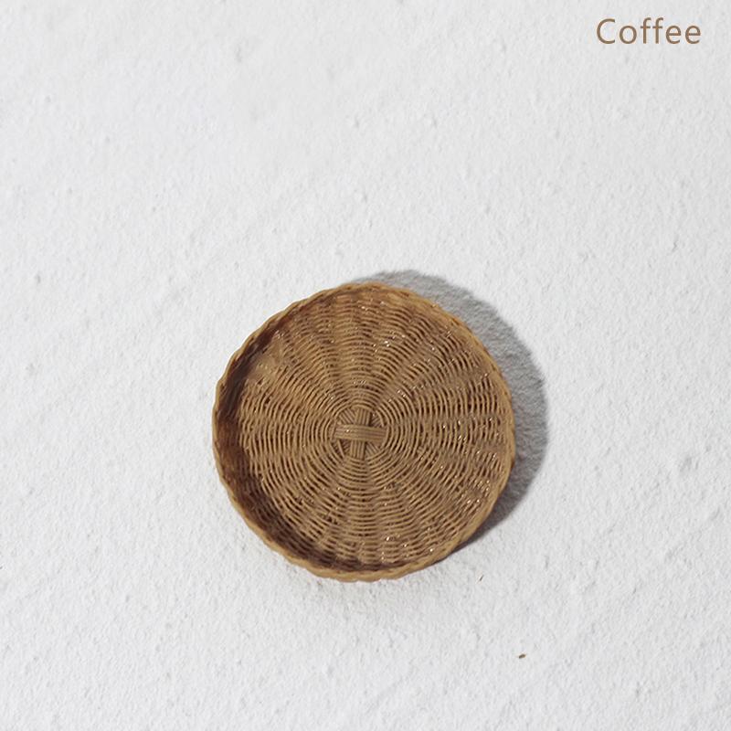 

1:12 Миниатюрный круглый поднос для кукольного домика Поднос для чашек Корзина для хлеба/фруктов Декор для кухни кофейный