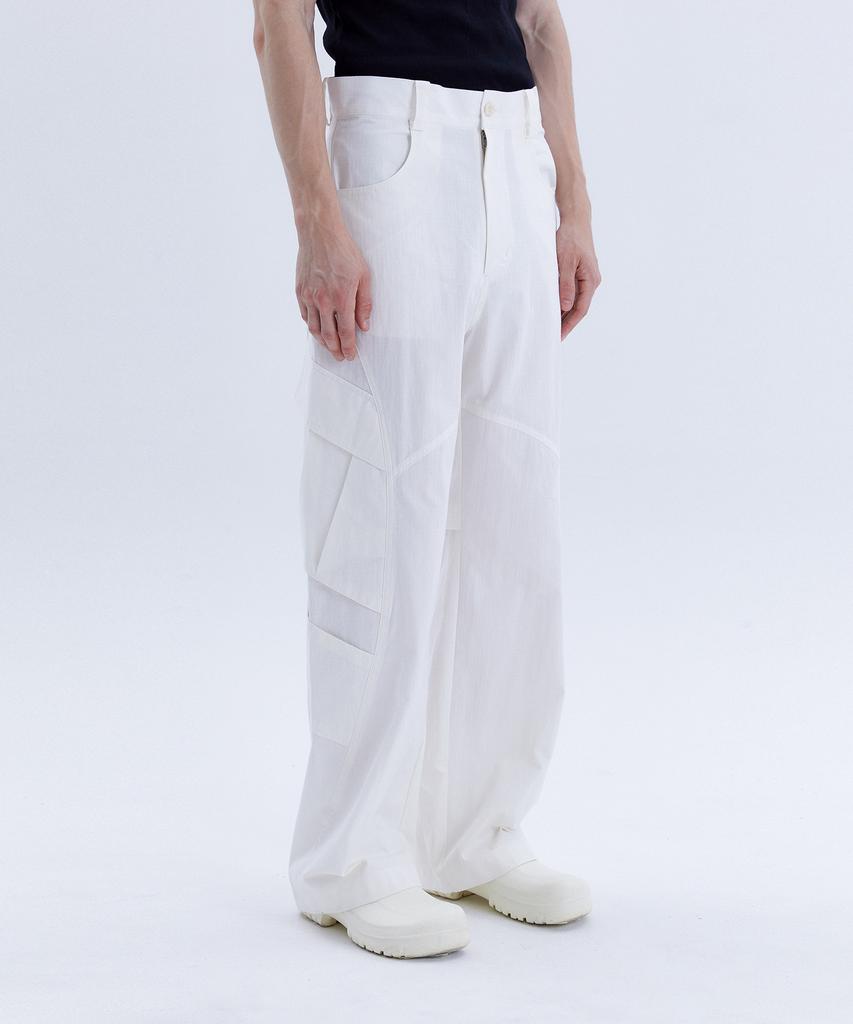 KIMYUNG Curved Cargo Pants Off-White
