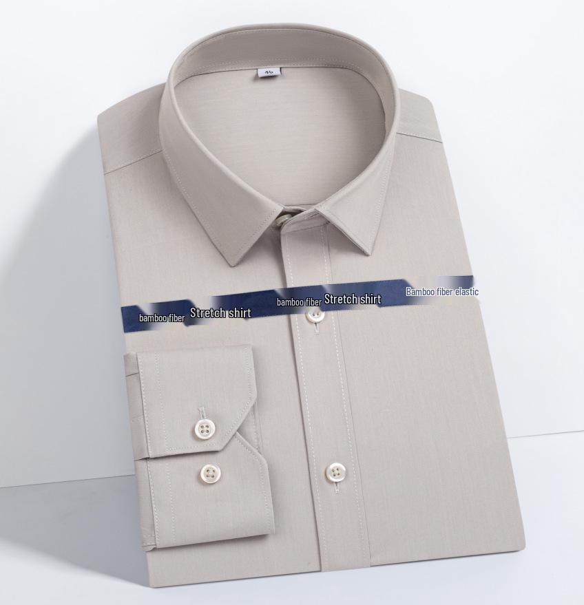 Men's Long Sleeve Bamboo Fiber Formal Shirt - White & Blue, Stretchable, Plus Size Available