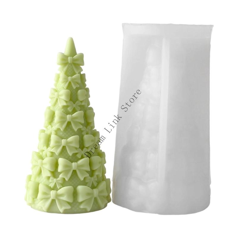 Q1FD Bowknot Shaped Christmas Tree Silicone Mould Sturdy Reusable For Making Aromatherapys Gift Festiveal Decoration