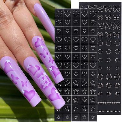 1Pc Nail Art serce kwiat motyl drążą wzornik naklejki szablony do malowania natryskowego paznokci papier transferowy suwaki ZPG