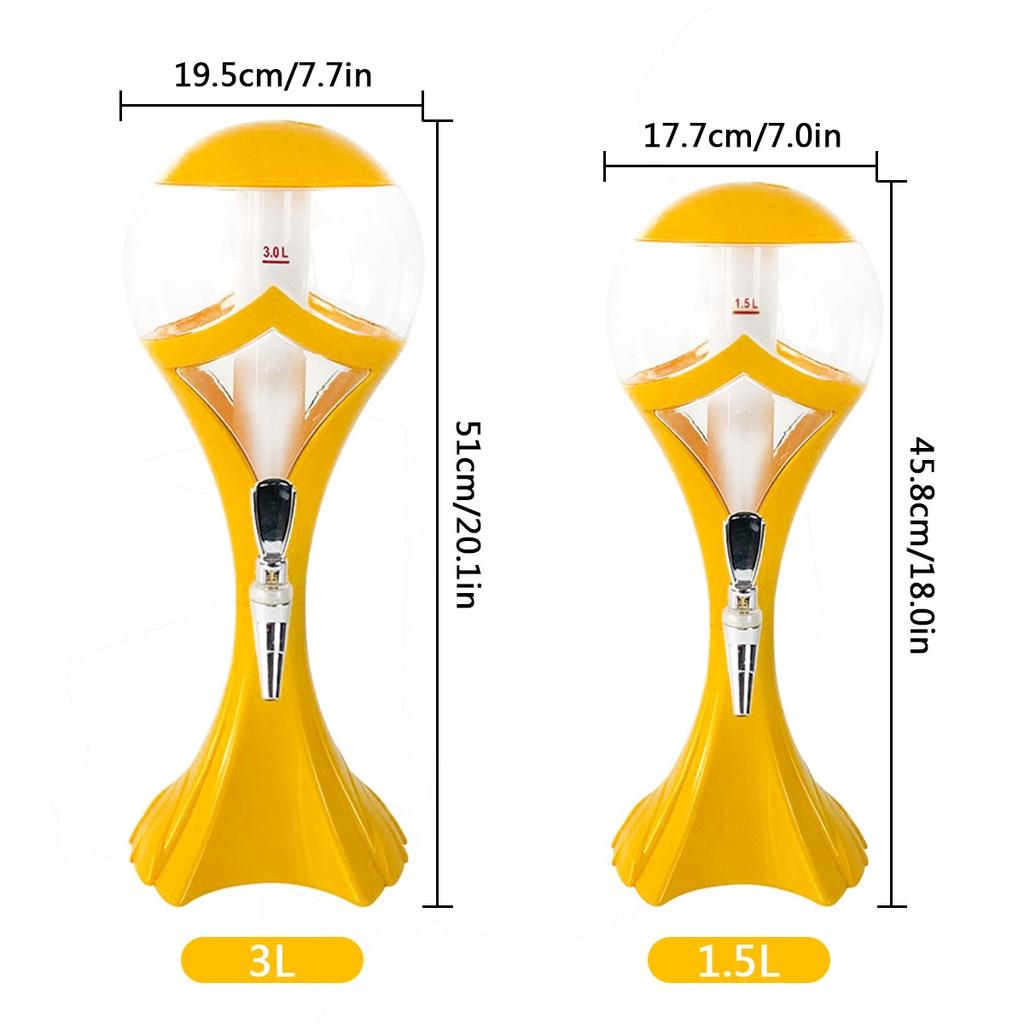 1.5L/3L Festa Vino Birra Acqua succo Bevanda Tavoli Casa Bar Contenitore con Nucleo di Ghiaccio per Bevande Bicchiere Torre Birra Dispenser