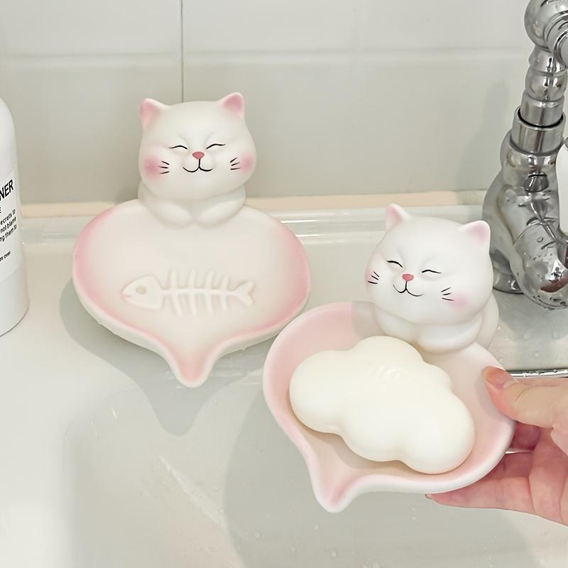 1 Stück Kreatives Design Glückskatze Seifenschale! Abfluss, Badezimmer, Waschbecken, niedliche Seifenschale für den Haushalt, Ablage