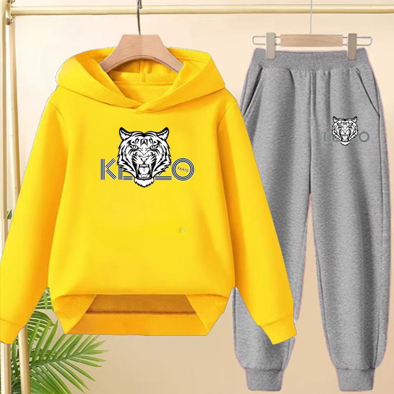 Children's 3-12Yrs Tiger print Pullover Hoodie Boys Girls Toddler Sweatshirt+Trousers Casual Fashion Charming Sports Jogging Set