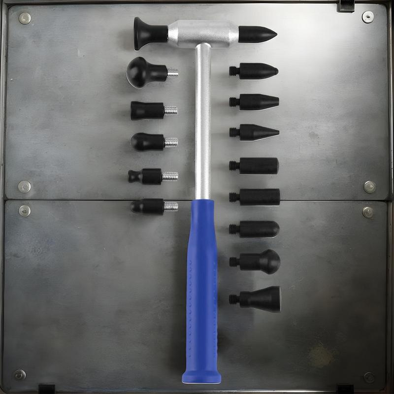 Dellen Reparaturset Karosserieschaden Auto Hammer Lackschonend Multifunktionale Dellenreparaturwerkzeuge Mit 15 Wechselköpfen Für Auto LKW