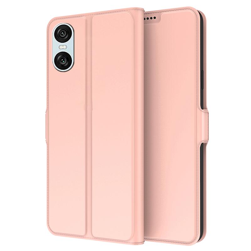 

For Sony Xperia 10 VI Case PU Leather Magnetic Flip Phone Cover with Card Holder Slot Rose Gold