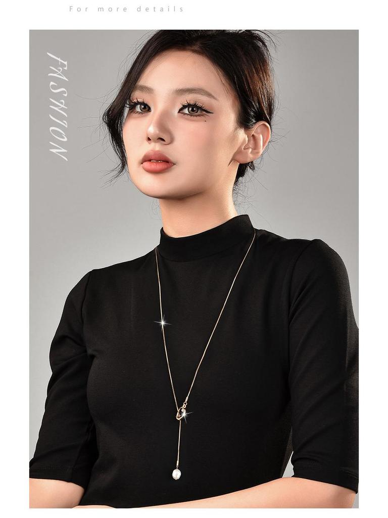 Autumn/Winter Pearl Sweater Chain: Fashionable, Adjustable, Long Necklace
