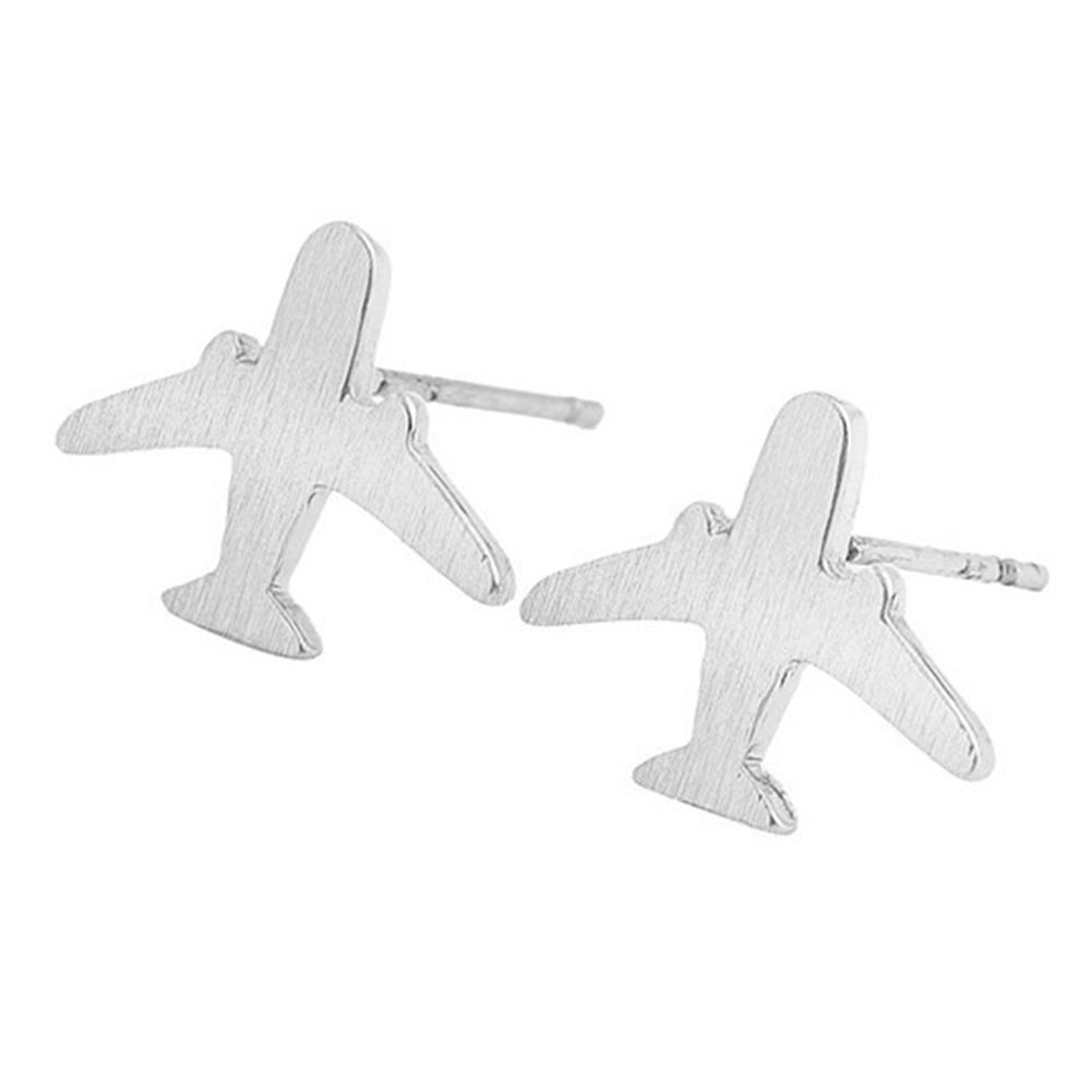 

Stylish Unique Women Airplane Ear Studs Girls Silver Plated Aircraft Earrings Gifts