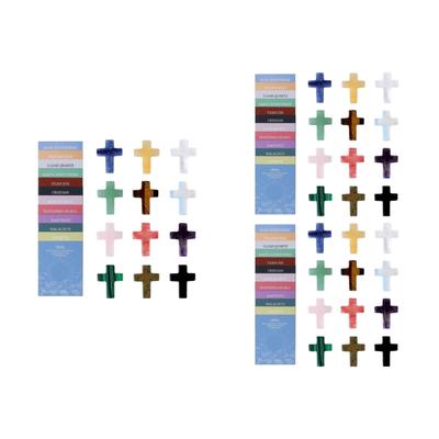 Faith Inspires Miniature Crystal Crosses Set Stylish Gemstones Pocket Hug Gift With Educational Cards