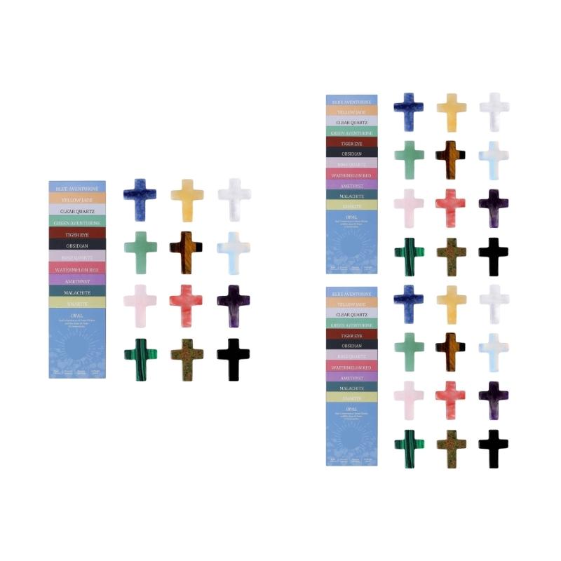 Pocket Hug Gift Natural Crystal Crosses Pendant Set With Description Cards For Jewelry Making And Home Decoration