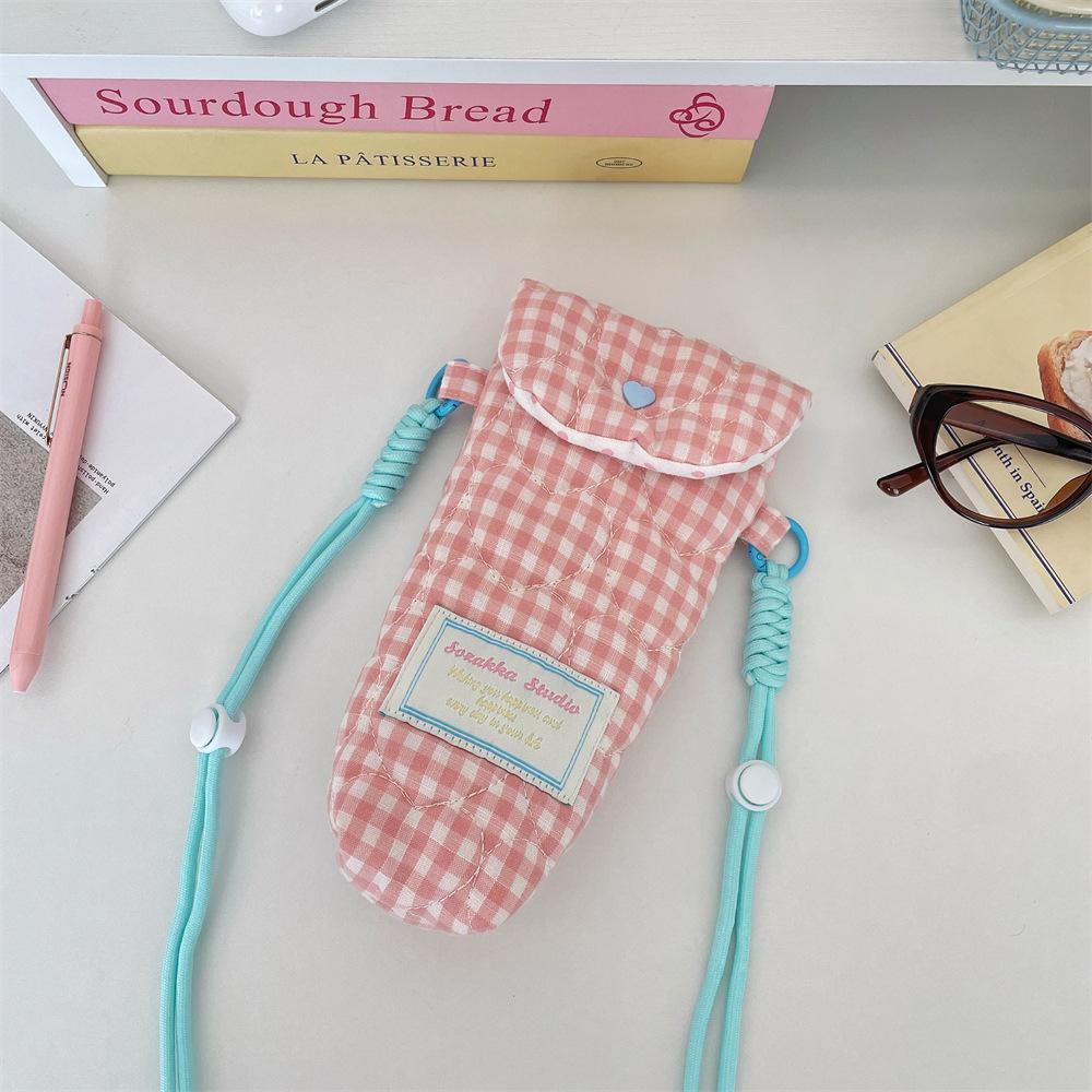 Ctrast Candy Color Female Crossbody Bag Plaid Polka Dot Women's Storage Bag Girls Letter Prints Lightweight Small Shoulder Bag