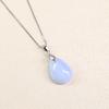 Koai Blue Lace Agate Teardrop Pendant with 925 Silver Chain for Women