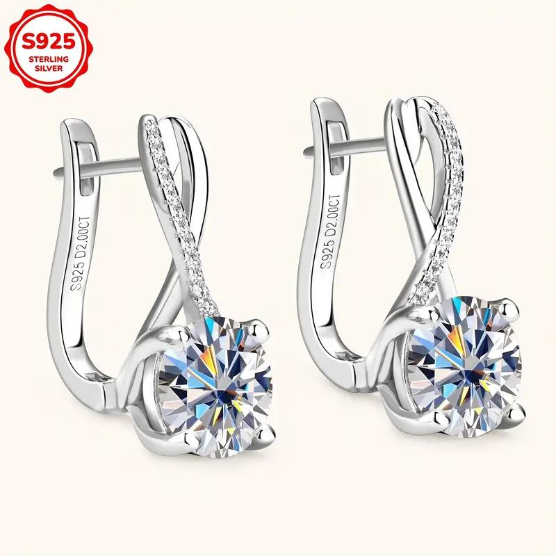

Personality Luxury Shiny Micro-inlay Zircon 8-shaped Crossed Four Claws Moissanite Stud Earrings Women s Stainless Steel Jewelry