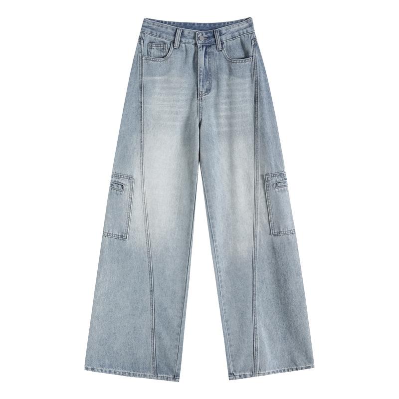 High Street Workwear Wide-leg Jeans for Women In Spring and Autumn New High-waisted Slimming Loose Straight Pants