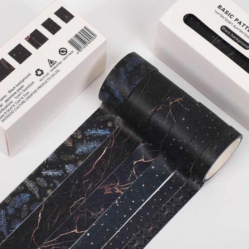 

Коробка с 6 рулонами клетчатой полосатой базовой и бумажной ленты, минималистичная клетчатая лента для ручного учета, декоративная лента для ручного учета