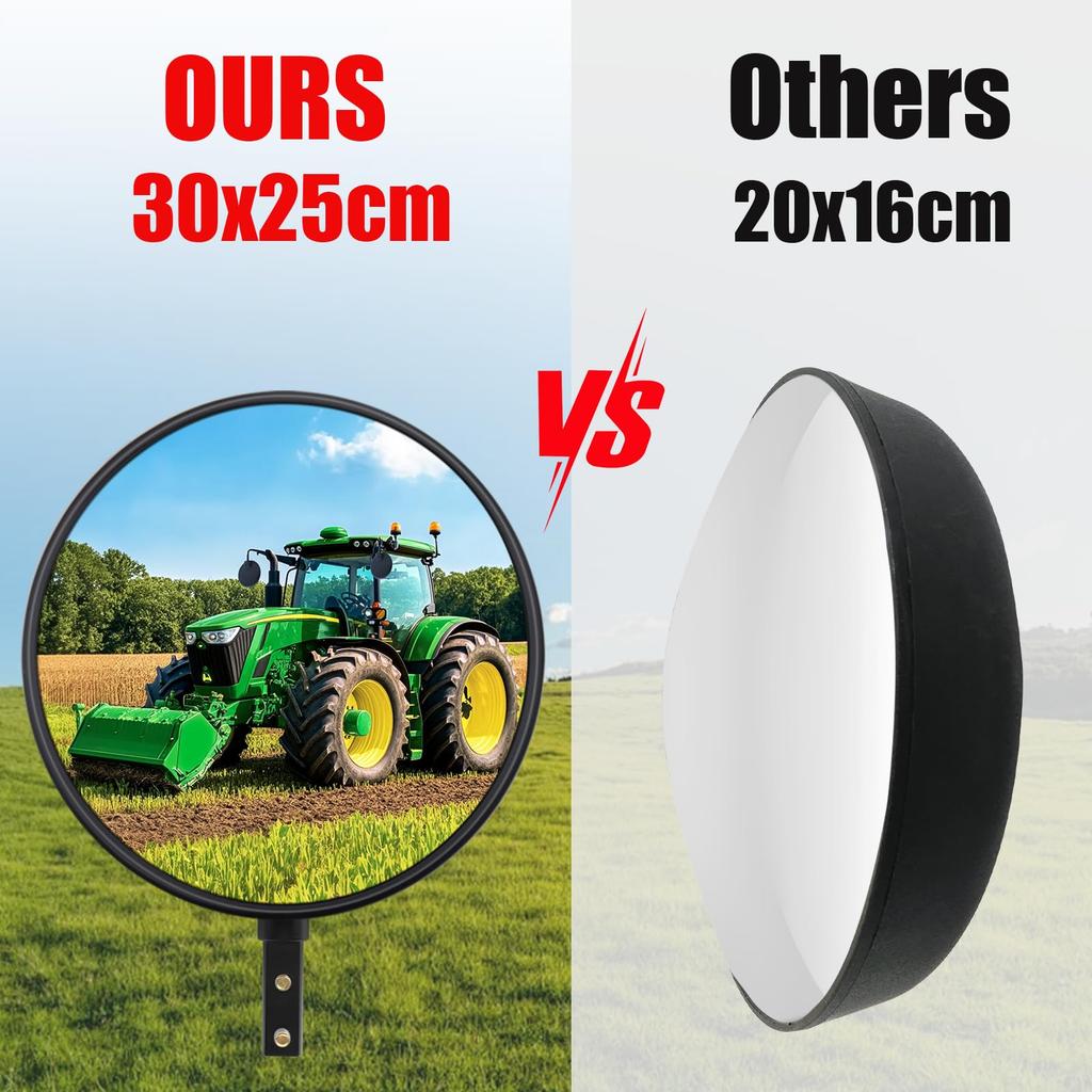 Round Convex Side Mirror with Bracket for Traffic Mirror for Retail and Rearview Mirror Accessory 9.8-inch Trucks, Driveways, Garages, Stores,