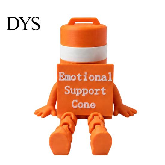 Funny Office Desk Ornaments Emotional Support Traffic Cone Buddy, Articulated Figurine with Robot Toy Sign, Monitor Decor, Companion Gift for