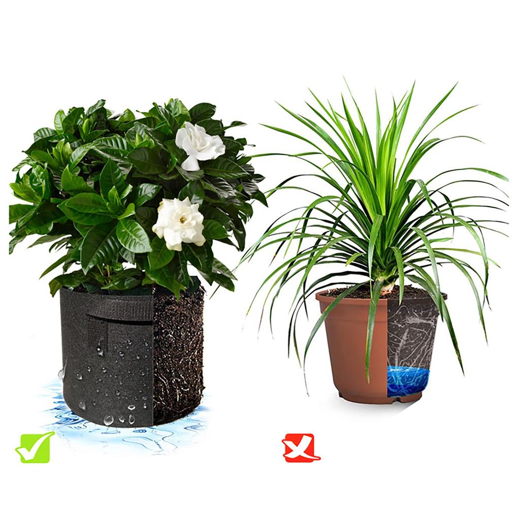 1/2/3/5/7 Galon -torba Ağır Kalınlaştırılmış Dokunmamış Bitki Kumaşı Saksı Kulplu