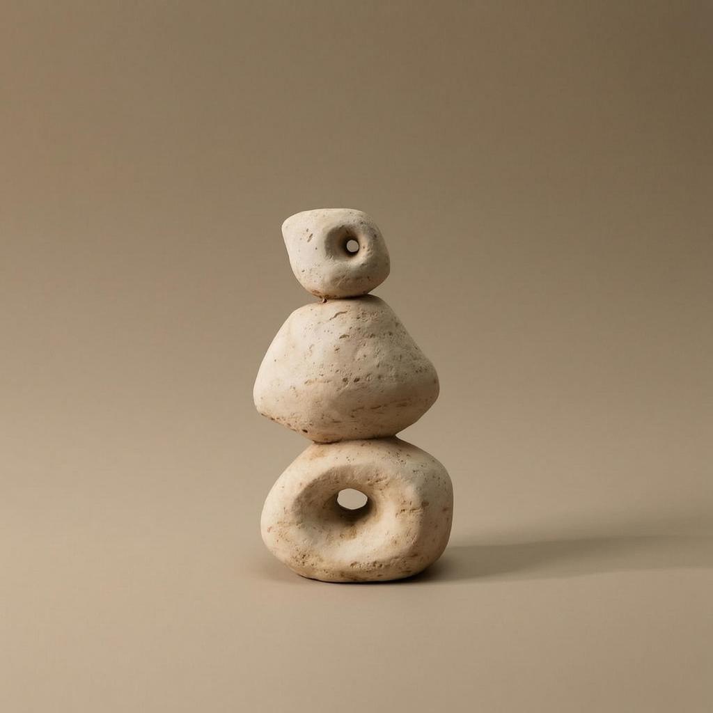 Abstract Sculpture Minimalist Geometric Textured for Shelf, Residents