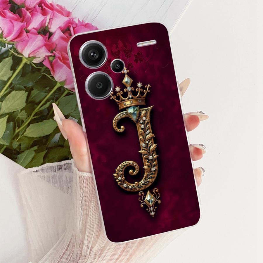 For Xiaomi Redmi Note 13 Pro Plus Case Initial Letter Silicone Protective Soft Back Cover For Redmi Note13 13Pro 5G Phone Fundas